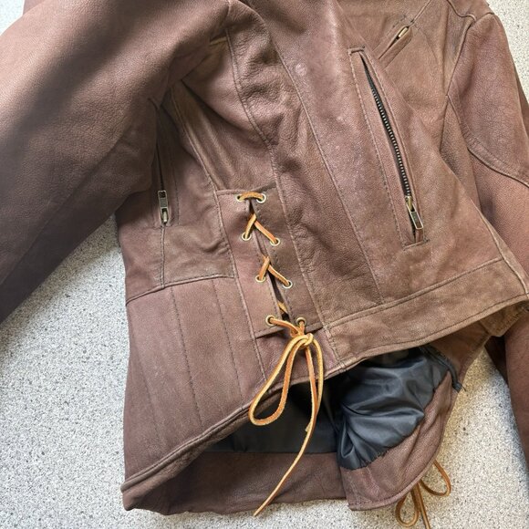 Vintage Walter Dyer Brown Leather Jacket Mens 36 Biker Motorcycle Riding USA - Picture 14 of 16